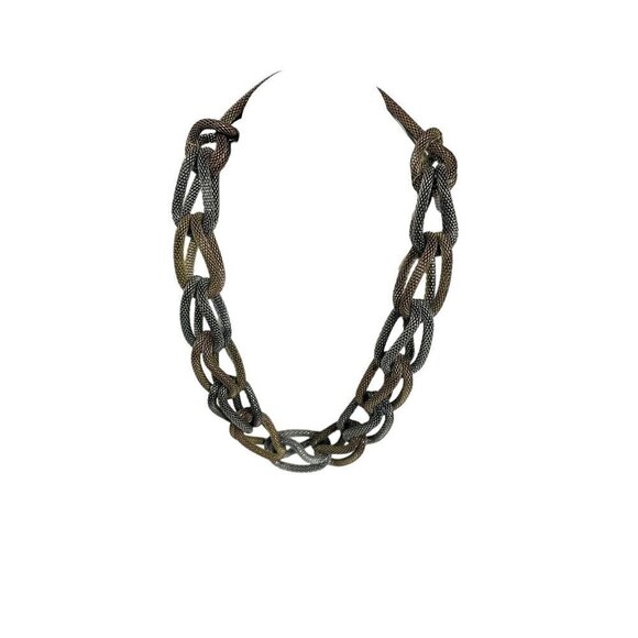 Metallic Chunky Chain Link twisted Necklace Costume 17" - Picture 1 of 5